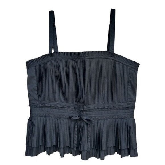 WHITE HOUSE BLACK MARKET Ruffle Poplin Peplum Bustier Babydoll CroppedTop 14 - Picture 3 of 15